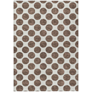 HomeRoots 5' Durable Brown and Ivory Polka Dot Area Rug – Washable, Stylish for Indoor and Outdoor Spaces 9' X 12' 614885
