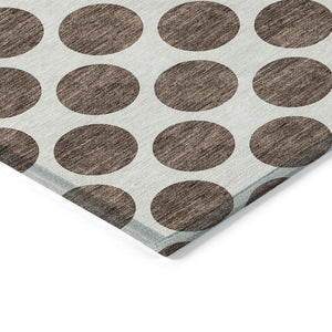 HomeRoots 5' Durable Brown and Ivory Polka Dot Area Rug – Washable, Stylish for Indoor and Outdoor Spaces 9' X 12' 614885