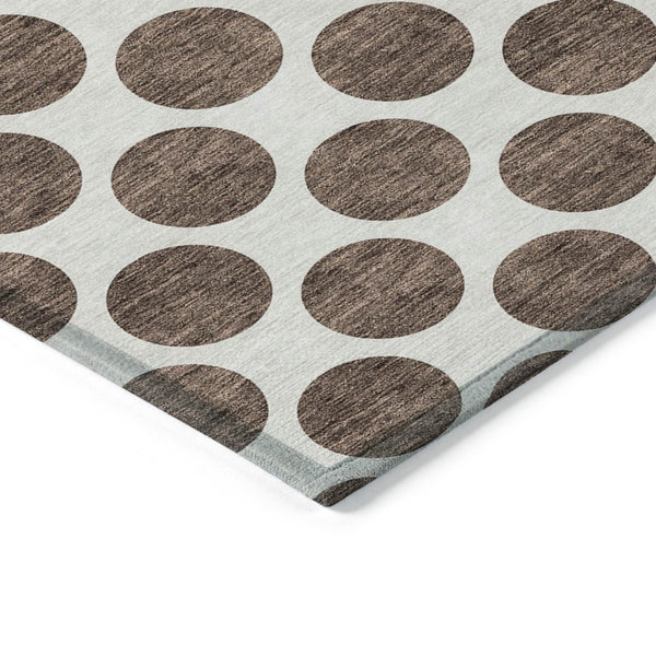 HomeRoots 5' Durable Brown and Ivory Polka Dot Area Rug – Washable, Stylish for Indoor and Outdoor Spaces 9' X 12' 614885
