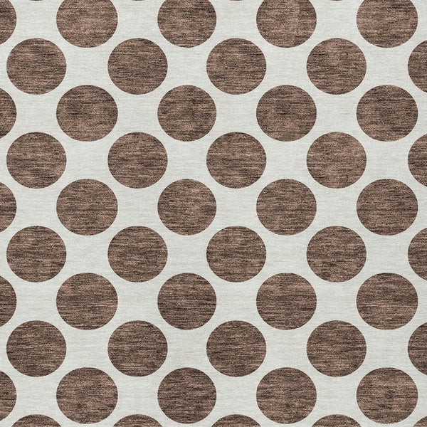 HomeRoots 5' Durable Brown and Ivory Polka Dot Area Rug – Washable, Stylish for Indoor and Outdoor Spaces 9' X 12' 614885