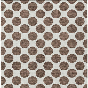 HomeRoots 5' Durable Brown and Ivory Polka Dot Area Rug – Washable, Stylish for Indoor and Outdoor Spaces 10' X 14' 614886