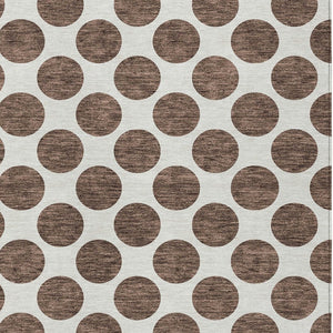 HomeRoots 5' Durable Brown and Ivory Polka Dot Area Rug – Washable, Stylish for Indoor and Outdoor Spaces 10' X 14' 614886