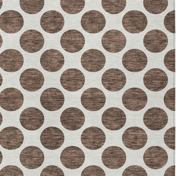 HomeRoots 5' Durable Brown and Ivory Polka Dot Area Rug – Washable, Stylish for Indoor and Outdoor Spaces 10' X 14' 614886