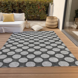 HomeRoots 5' Charcoal and Ivory Polka Dot Indoor Outdoor Area Rug – Durable, Washable, Stylish for Any Space 5' X 8' 614888