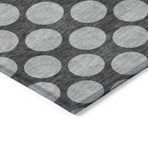 HomeRoots 5' Charcoal and Ivory Polka Dot Indoor Outdoor Area Rug – Durable, Washable, Stylish for Any Space 5' X 8' 614888