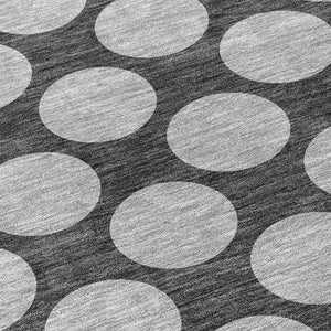HomeRoots 5' Charcoal and Ivory Polka Dot Indoor Outdoor Area Rug – Durable, Washable, Stylish for Any Space 8' Round 614889