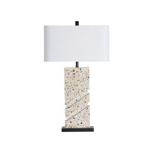 Wildwood Chandra Terrazzo Table Lamp With Bronze Platform And Rectangular Shade — Sculptural Modern Accent Light 61489