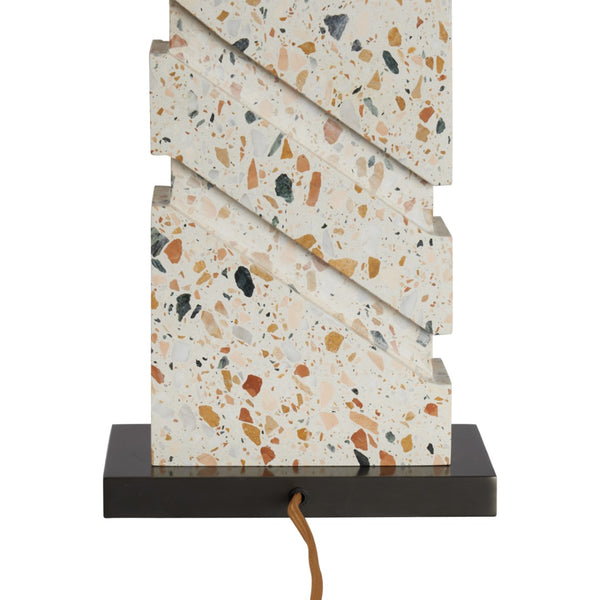 Wildwood Chandra Terrazzo Table Lamp With Bronze Platform And Rectangular Shade — Sculptural Modern Accent Light 61489
