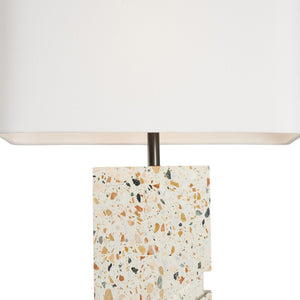 Wildwood Chandra Terrazzo Table Lamp With Bronze Platform And Rectangular Shade — Sculptural Modern Accent Light 61489