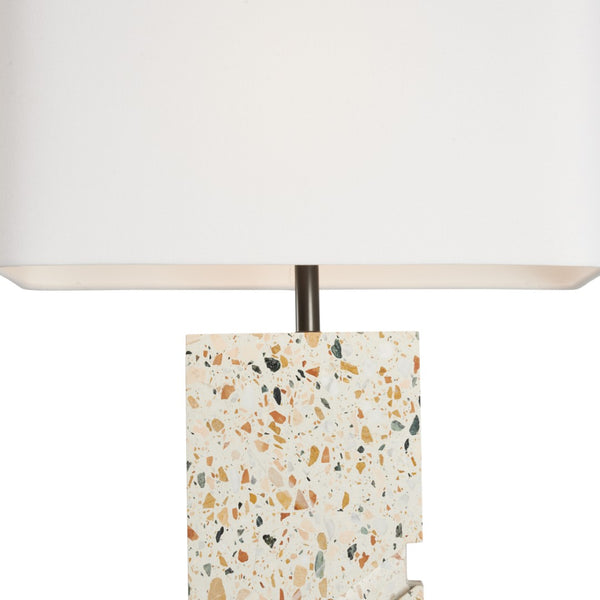 Wildwood Chandra Terrazzo Table Lamp With Bronze Platform And Rectangular Shade — Sculptural Modern Accent Light 61489