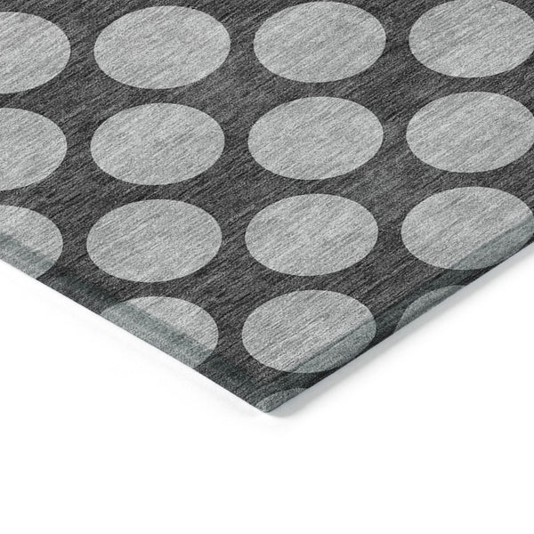 HomeRoots 5' Charcoal and Ivory Polka Dot Indoor Outdoor Area Rug – Durable, Washable, Stylish for Any Space 8' X 10' 614890