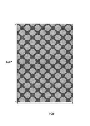 HomeRoots 5' Charcoal and Ivory Polka Dot Indoor Outdoor Area Rug – Durable, Washable, Stylish for Any Space 9' X 12' 614891