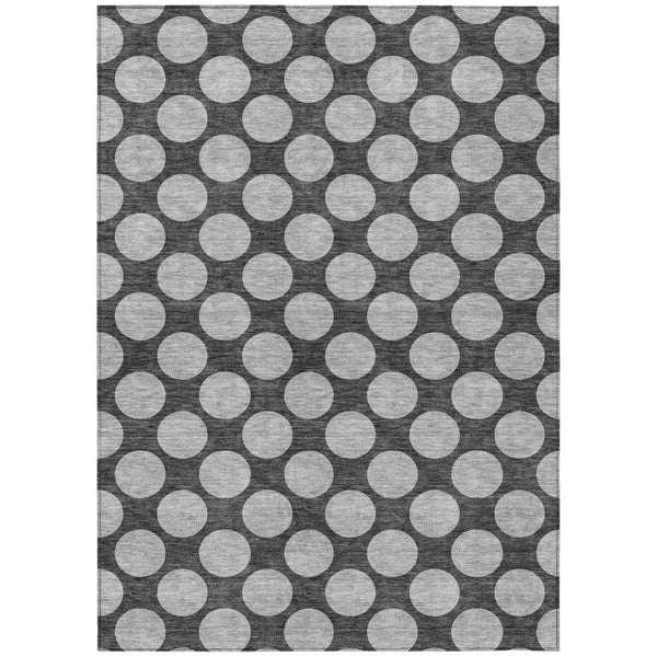 HomeRoots 5' Charcoal and Ivory Polka Dot Indoor Outdoor Area Rug – Durable, Washable, Stylish for Any Space 9' X 12' 614891