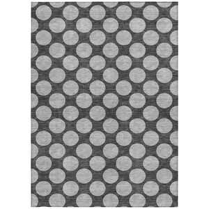 HomeRoots 5' Charcoal and Ivory Polka Dot Indoor Outdoor Area Rug – Durable, Washable, Stylish for Any Space 9' X 12' 614891