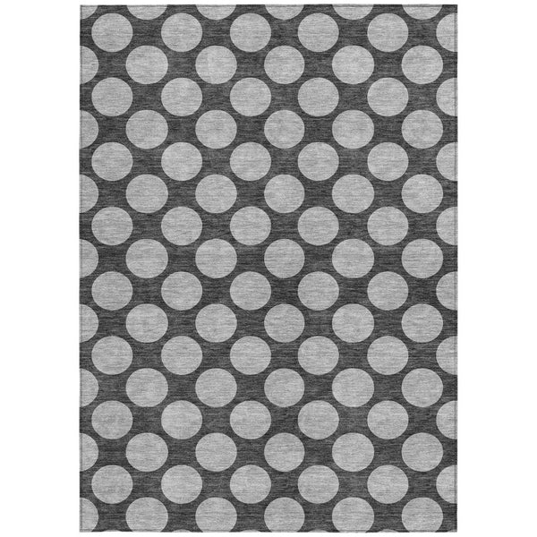 HomeRoots 5' Charcoal and Ivory Polka Dot Indoor Outdoor Area Rug – Durable, Washable, Stylish for Any Space 9' X 12' 614891