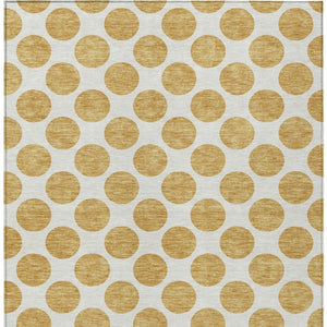 HomeRoots 5' Gold and Ivory Polka Dot Indoor Outdoor Area Rug - Durable, Washable, Non-Slip for Any Space 5' X 8' 614894