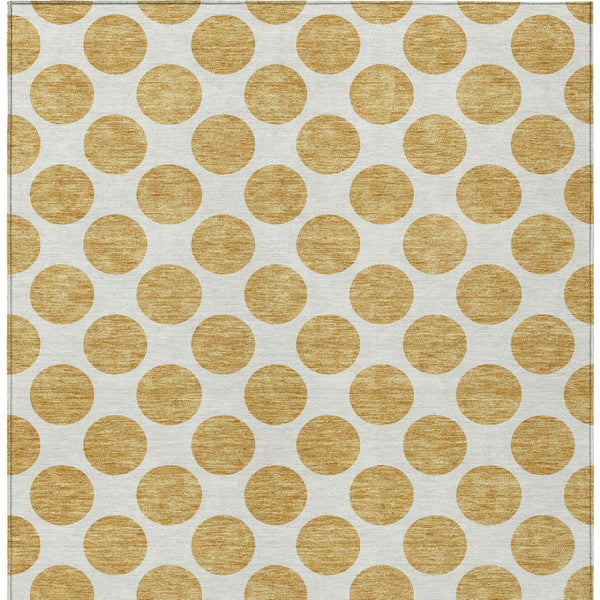 HomeRoots 5' Gold and Ivory Polka Dot Indoor Outdoor Area Rug - Durable, Washable, Non-Slip for Any Space 5' X 8' 614894