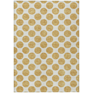 HomeRoots 5' Gold and Ivory Polka Dot Indoor Outdoor Area Rug - Durable, Washable, Non-Slip for Any Space 5' X 8' 614894