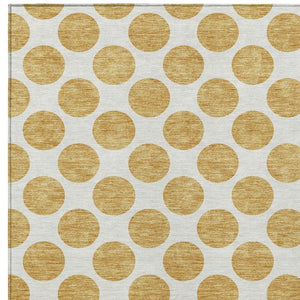 HomeRoots 5' Gold and Ivory Polka Dot Indoor Outdoor Area Rug - Durable, Washable, Non-Slip for Any Space 5' X 8' 614894