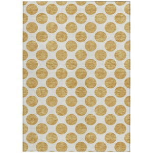 HomeRoots 5' Gold and Ivory Polka Dot Indoor Outdoor Area Rug - Durable, Washable, Non-Slip for Any Space 8' X 10' 614896