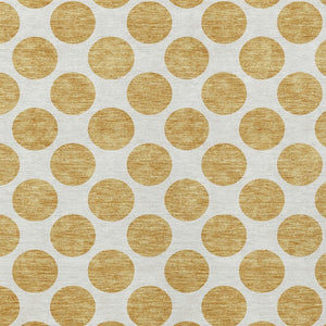 HomeRoots 5' Gold and Ivory Polka Dot Indoor Outdoor Area Rug - Durable, Washable, Non-Slip for Any Space 9' X 12' 614897