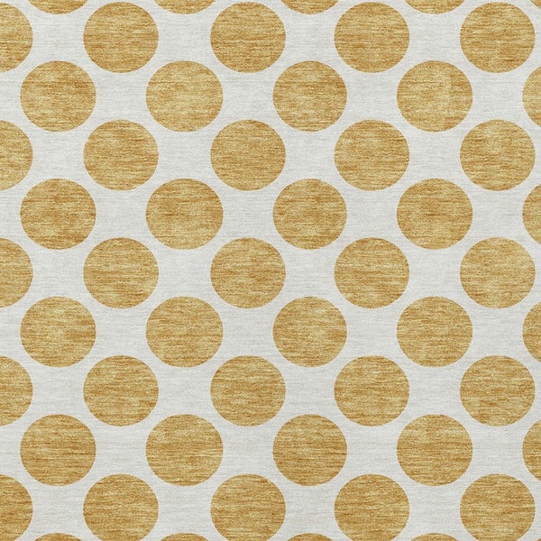HomeRoots 5' Gold and Ivory Polka Dot Indoor Outdoor Area Rug - Durable, Washable, Non-Slip for Any Space 9' X 12' 614897