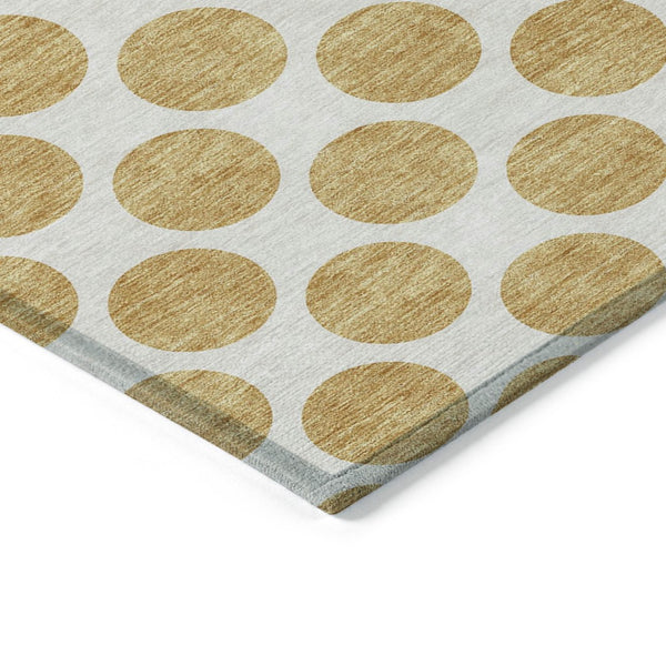 HomeRoots 5' Gold and Ivory Polka Dot Indoor Outdoor Area Rug - Durable, Washable, Non-Slip for Any Space 10' X 14' 614898