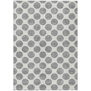 HomeRoots 5' Gray and Ivory Polka Dot Washable Area Rug - Versatile, Durable Design for Indoor and Outdoor Use 5' X 8' 614900