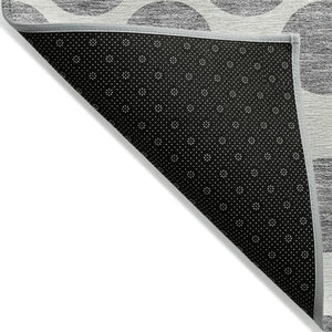 HomeRoots 5' Gray and Ivory Polka Dot Washable Area Rug - Versatile, Durable Design for Indoor and Outdoor Use 5' X 8' 614900