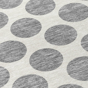 HomeRoots 5' Gray and Ivory Polka Dot Washable Area Rug - Versatile, Durable Design for Indoor and Outdoor Use 8' Round 614901