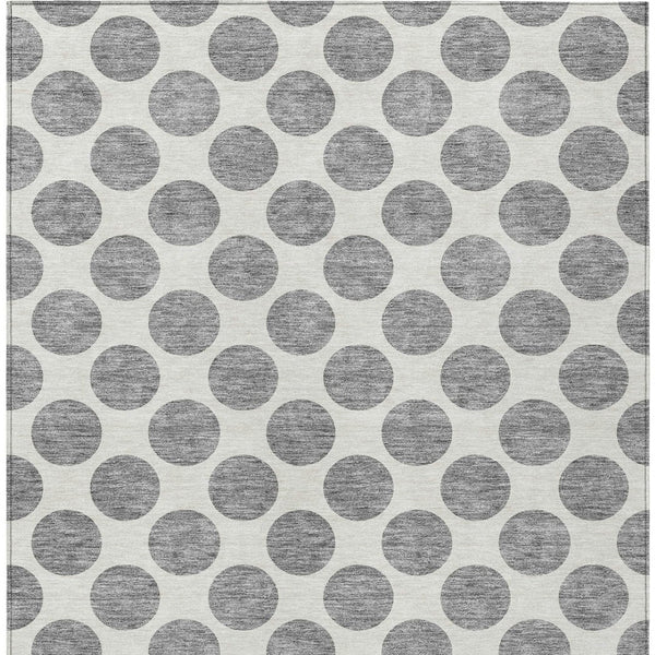 HomeRoots 5' Gray and Ivory Polka Dot Washable Area Rug - Versatile, Durable Design for Indoor and Outdoor Use 8' X 10' 614902