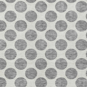 HomeRoots 5' Gray and Ivory Polka Dot Washable Area Rug - Versatile, Durable Design for Indoor and Outdoor Use 8' X 10' 614902
