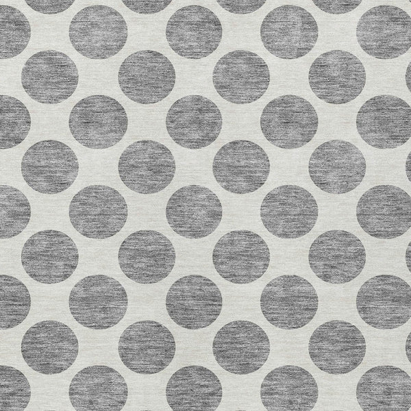 HomeRoots 5' Gray and Ivory Polka Dot Washable Area Rug - Versatile, Durable Design for Indoor and Outdoor Use 8' X 10' 614902