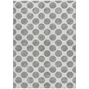 HomeRoots 5' Gray and Ivory Polka Dot Washable Area Rug - Versatile, Durable Design for Indoor and Outdoor Use 9' X 12' 614903