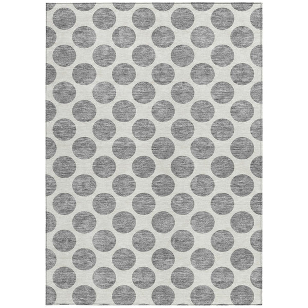 HomeRoots 5' Gray and Ivory Polka Dot Washable Area Rug - Versatile, Durable Design for Indoor and Outdoor Use 9' X 12' 614903