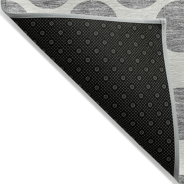 HomeRoots 5' Gray and Ivory Polka Dot Washable Area Rug - Versatile, Durable Design for Indoor and Outdoor Use 9' X 12' 614903