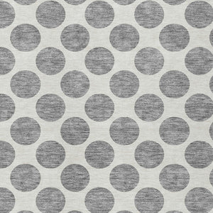 HomeRoots 5' Gray and Ivory Polka Dot Washable Area Rug - Versatile, Durable Design for Indoor and Outdoor Use 9' X 12' 614903