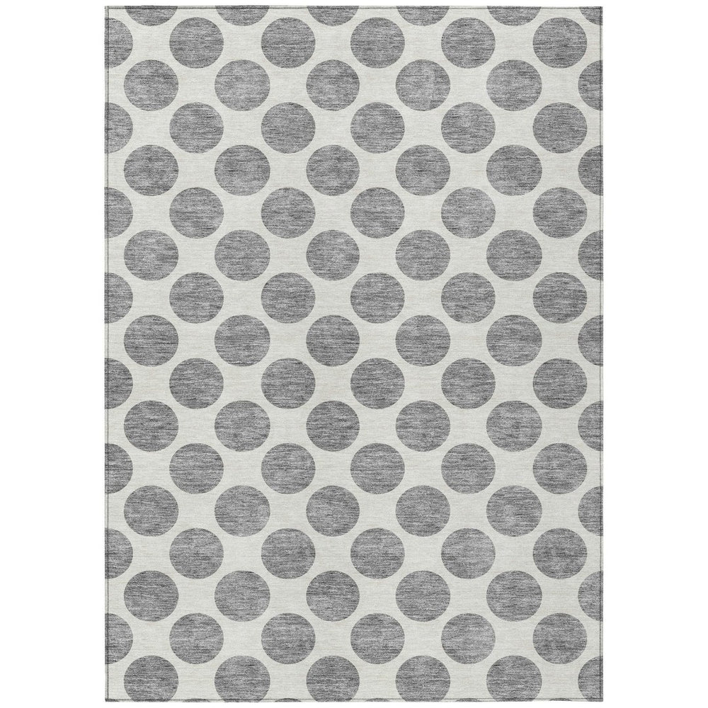 HomeRoots 5' Gray and Ivory Polka Dot Washable Area Rug - Versatile, Durable Design for Indoor and Outdoor Use 10' X 14' 614904