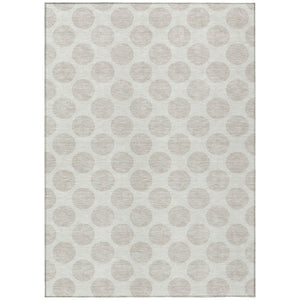 HomeRoots 5' Stylish Ivory and Beige Polka Dot Washable Area Rug for Indoor and Outdoor Spaces, Durable Design 5' X 8' 614906