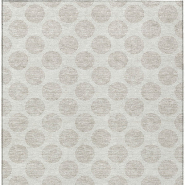 HomeRoots 5' Stylish Ivory and Beige Polka Dot Washable Area Rug for Indoor and Outdoor Spaces, Durable Design 5' X 8' 614906