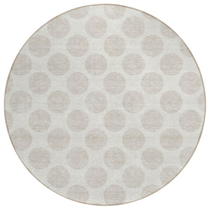 HomeRoots 5' Stylish Ivory and Beige Polka Dot Washable Area Rug for Indoor and Outdoor Spaces, Durable Design 8' Round 614907