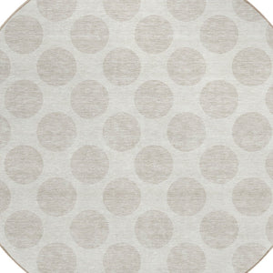 HomeRoots 5' Stylish Ivory and Beige Polka Dot Washable Area Rug for Indoor and Outdoor Spaces, Durable Design 8' Round 614907