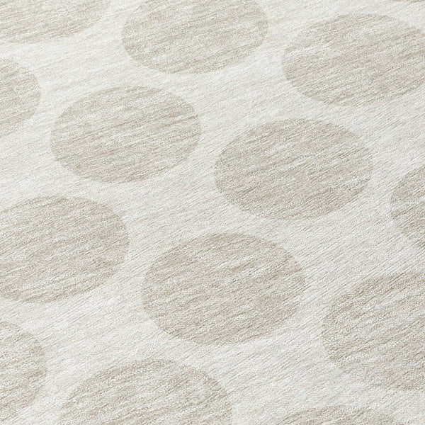 HomeRoots 5' Stylish Ivory and Beige Polka Dot Washable Area Rug for Indoor and Outdoor Spaces, Durable Design 8' Round 614907
