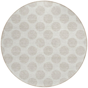 HomeRoots 5' Stylish Ivory and Beige Polka Dot Washable Area Rug for Indoor and Outdoor Spaces, Durable Design 8' Round 614907