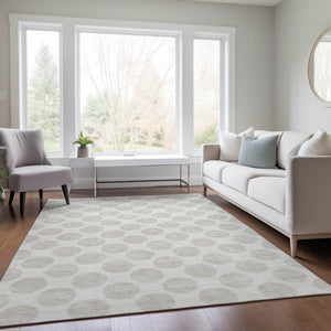 HomeRoots 5' Stylish Ivory and Beige Polka Dot Washable Area Rug for Indoor and Outdoor Spaces, Durable Design 8' X 10' 614908