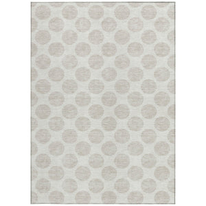 HomeRoots 5' Stylish Ivory and Beige Polka Dot Washable Area Rug for Indoor and Outdoor Spaces, Durable Design 9' X 12' 614909