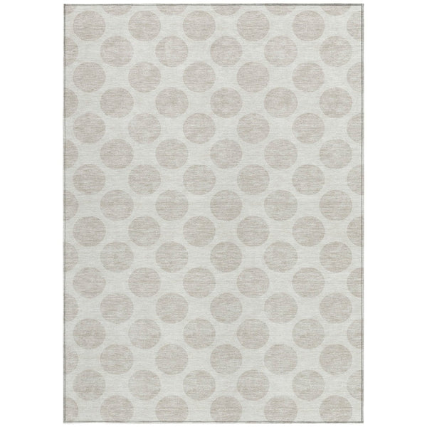 HomeRoots 5' Stylish Ivory and Beige Polka Dot Washable Area Rug for Indoor and Outdoor Spaces, Durable Design 9' X 12' 614909