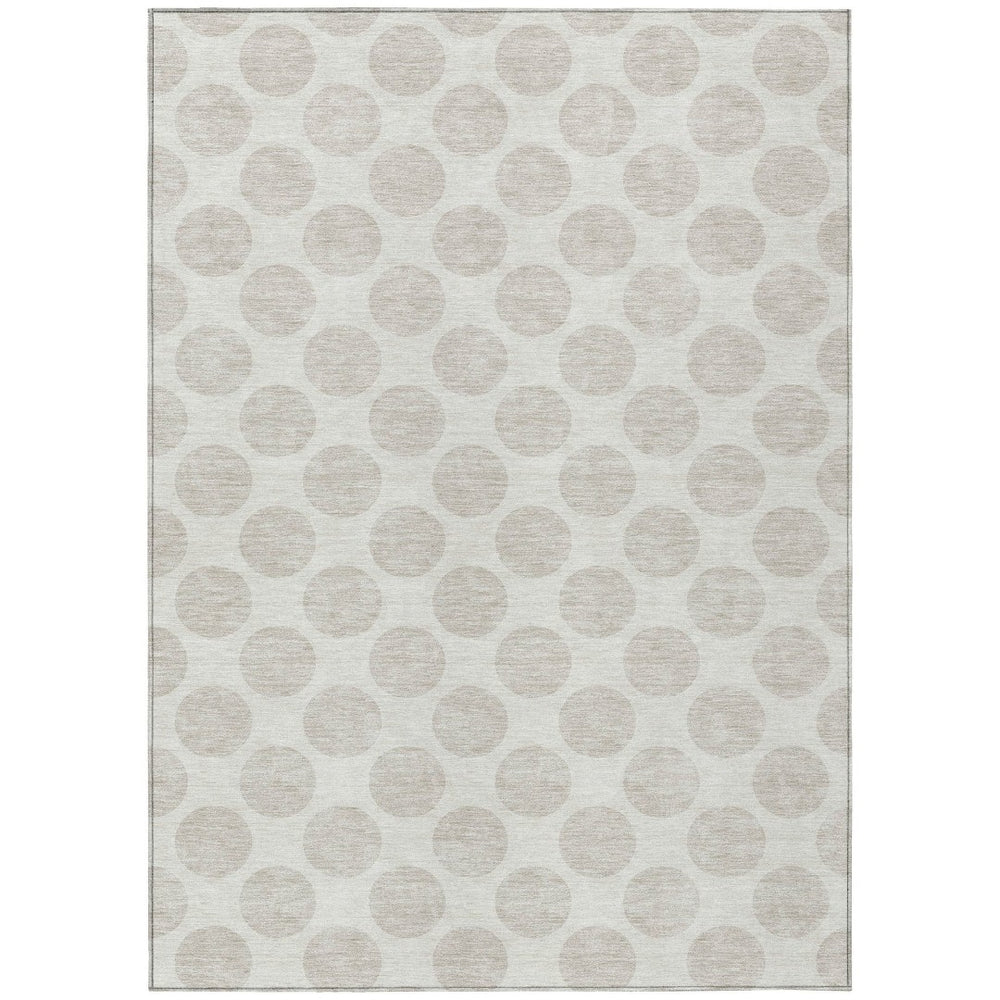 HomeRoots 5' Stylish Ivory and Beige Polka Dot Washable Area Rug for Indoor and Outdoor Spaces, Durable Design 9' X 12' 614909