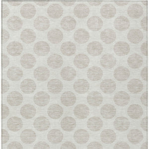 HomeRoots 5' Stylish Ivory and Beige Polka Dot Washable Area Rug for Indoor and Outdoor Spaces, Durable Design 9' X 12' 614909