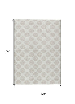 HomeRoots 5' Stylish Ivory and Beige Polka Dot Washable Area Rug for Indoor and Outdoor Spaces, Durable Design 10' X 14' 614910